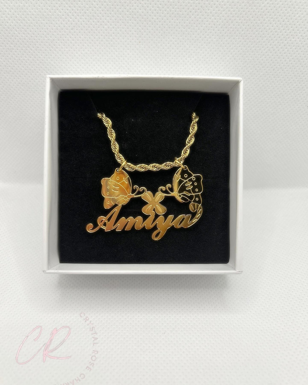 Butterfly Script Necklace